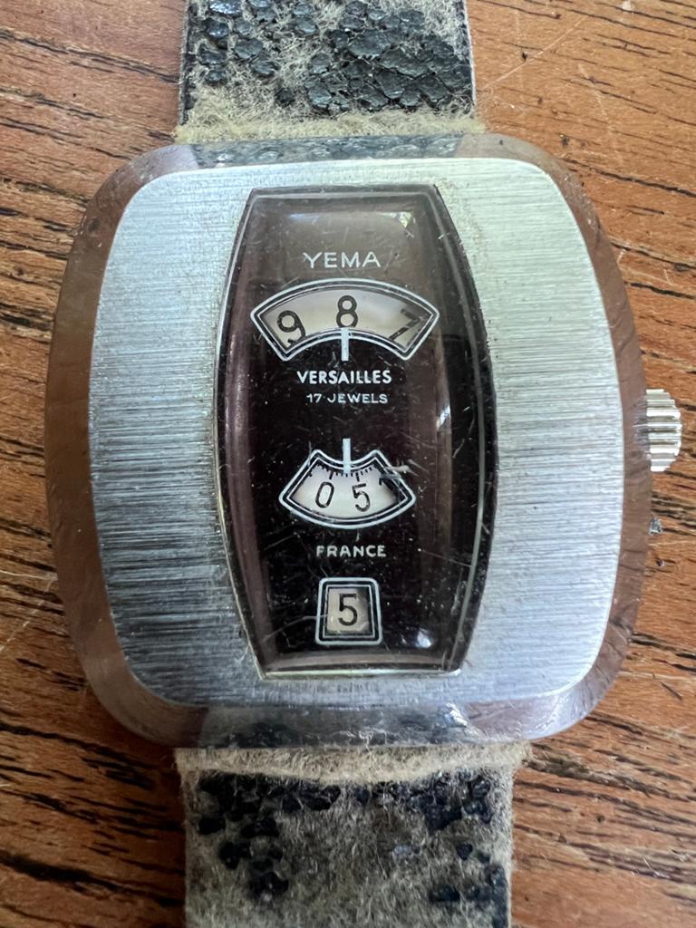 Yema Versailles Jump Hour Horloge - Vintage Polshorloge, Overige merken, Staal, Met bandje, Polshorloge