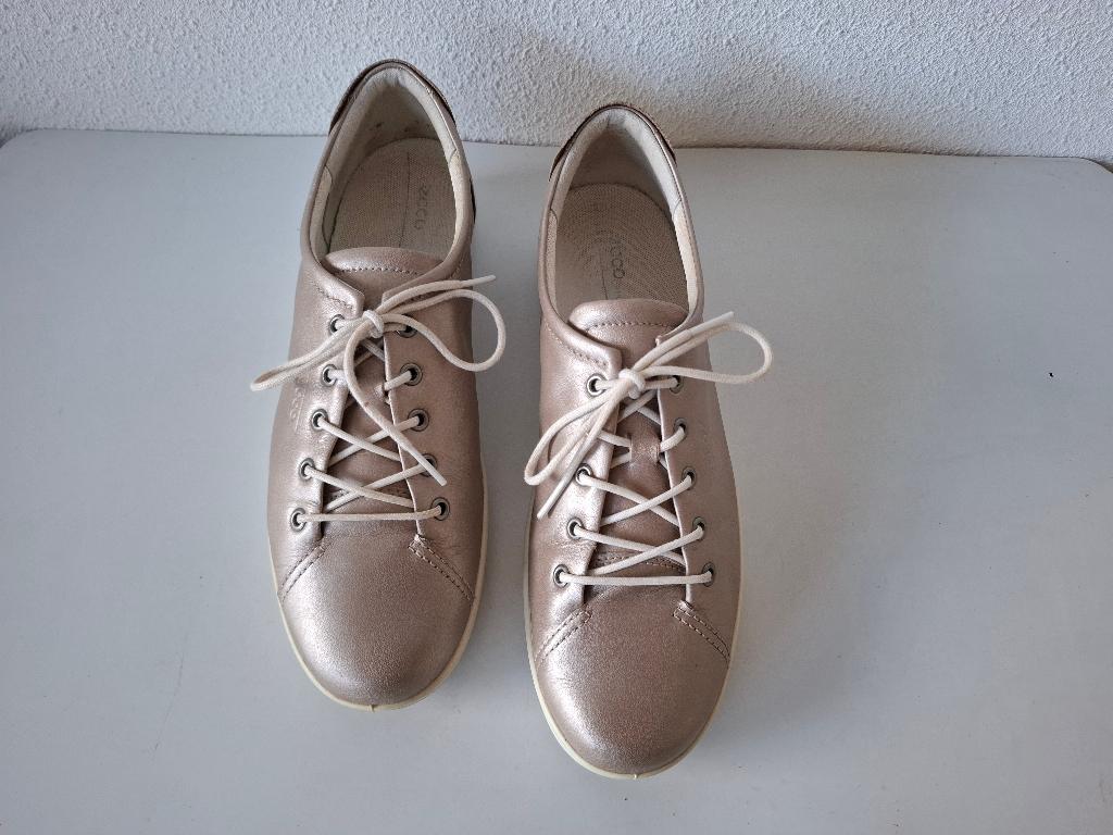 <>  Ecco Soft MAAT 41 mooie champagne beige leren sneakers, Ecco, Verzenden, Beige, Sneakers of Gympen