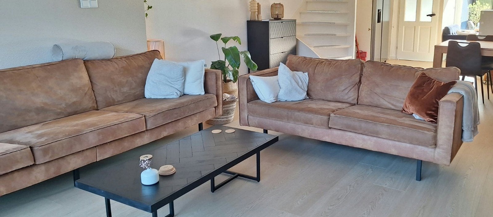 Be Pure Rodeo bank 3 zits en 2,5 zits met poef. ecoleder, Ophalen, Gebruikt, Overige materialen, Modern, Comfortabel