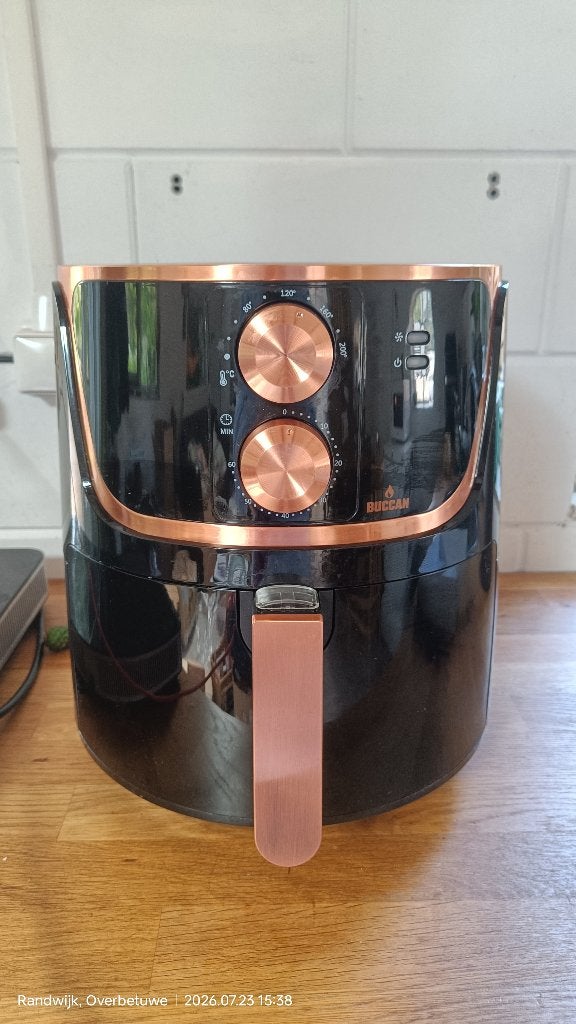Buccan Airfryer XXL, 5.5L - zwart/rosé, Ophalen, Gebruikt, Airfryer, 1500 gram of meer