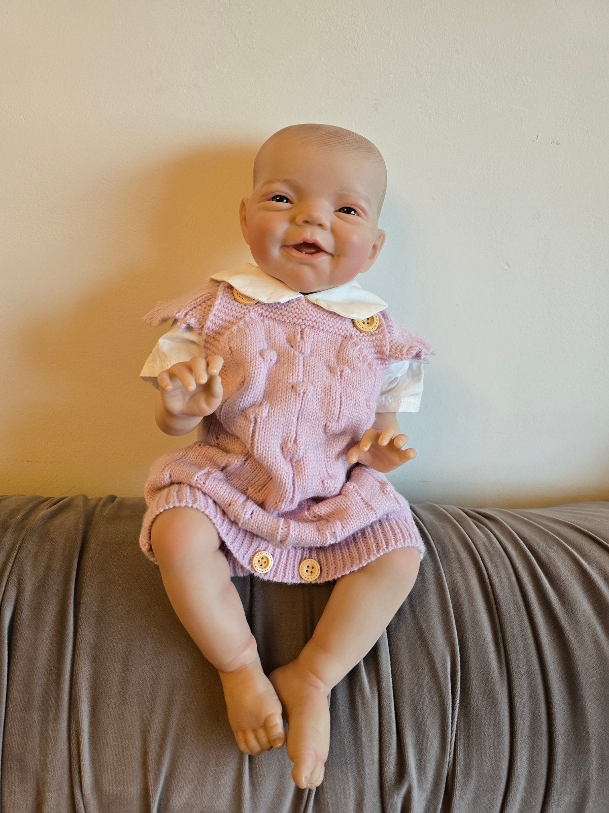 Lachende Baby Reborn, Ophalen of Verzenden, Nieuw, Babypop