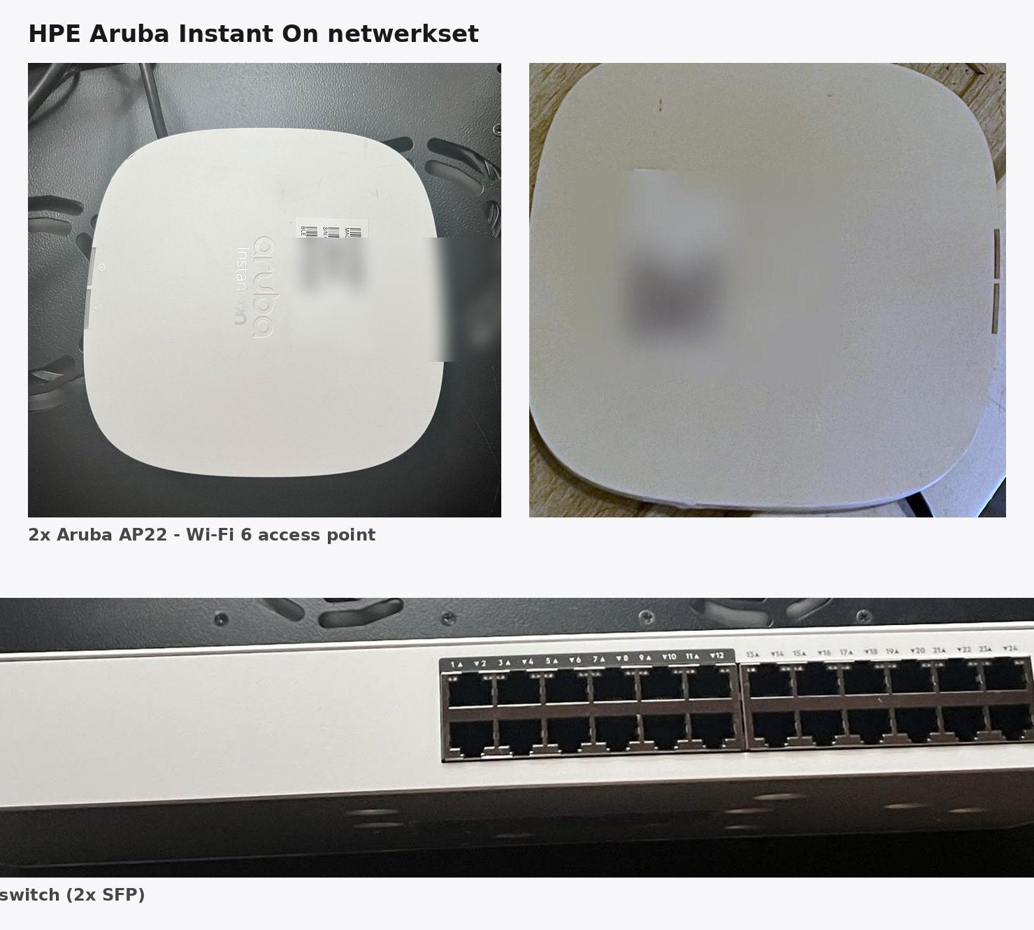 HPE Aruba Instant On netwerkset: 2x AP22 & 1830 Switch, Computers en Software, Netwerk switches, Ophalen of Verzenden, Zo goed als nieuw