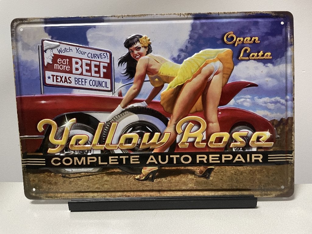 Yellow Rose metalen reclamebord (Old Look), Www.pand50.nl, Reclamebord, Nieuw, Ophalen of Verzenden