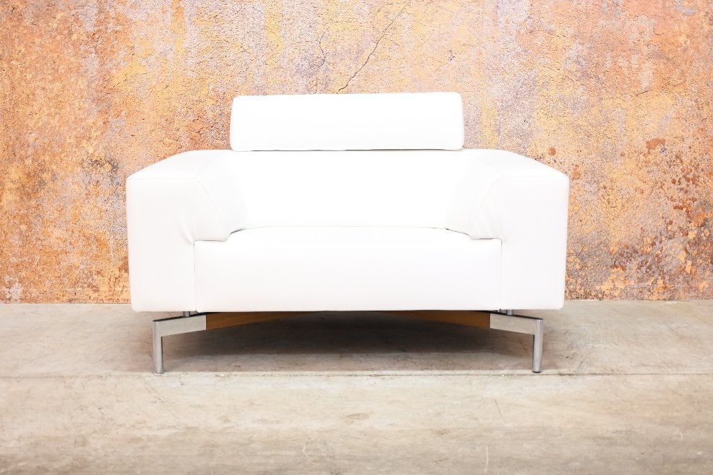 ZGANieuw witte leren Leolux Howlo design loveseat, Leolux, Leolux, Ophalen of Verzenden, Zo goed als nieuw