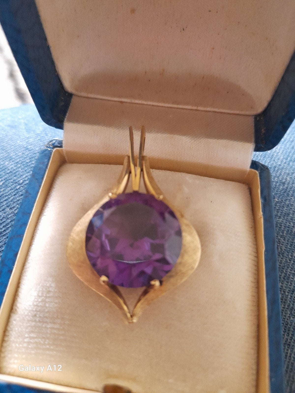Mooie 585 gestempeld hanger met prachtige amethist 10 gram, Sieraden, Tassen en Uiterlijk, Antieke sieraden, Ophalen, Goud, Hanger