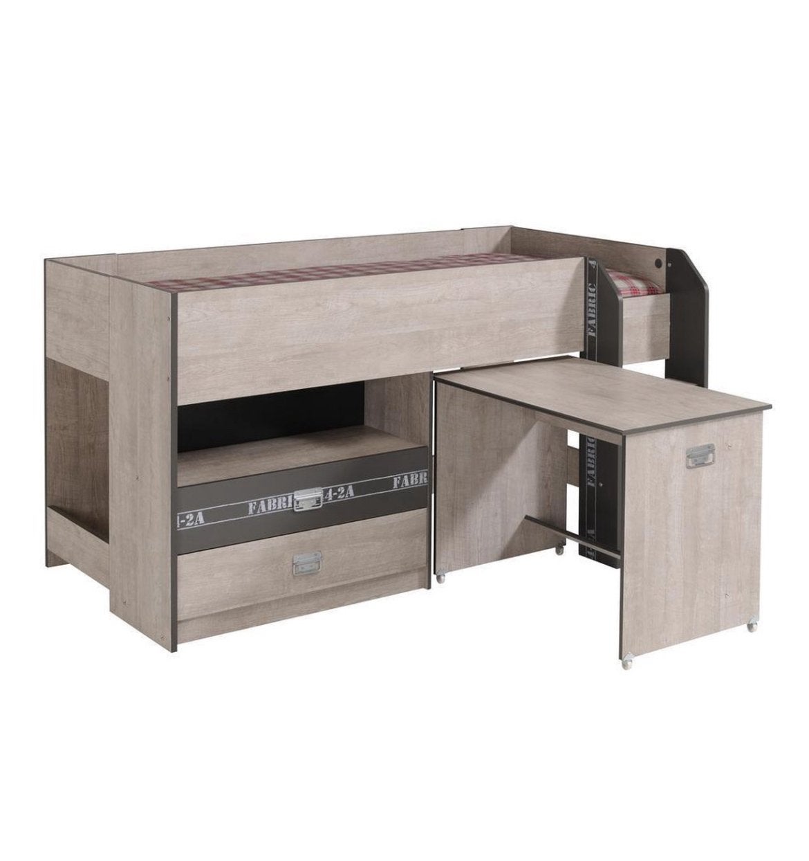 Parisot Fabric halfhoogslaper met bureau en kledingkast, Huis en Inrichting, Ophalen of Verzenden, Gebruikt, Halfhoogslaper