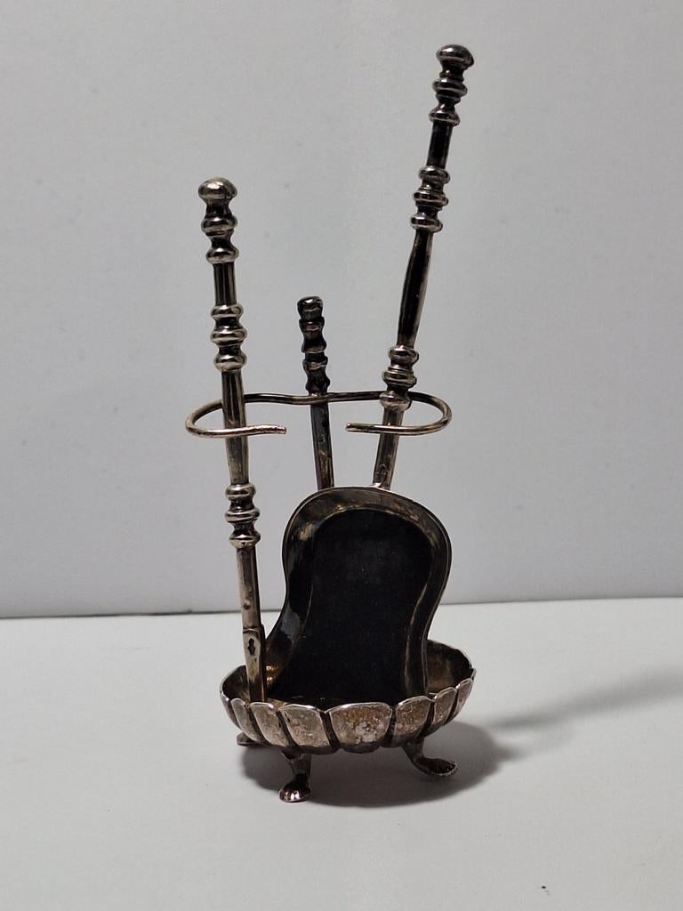 Antiek zilveren miniatuur haardstel, Antiek en Kunst, Ophalen of Verzenden, Zilver