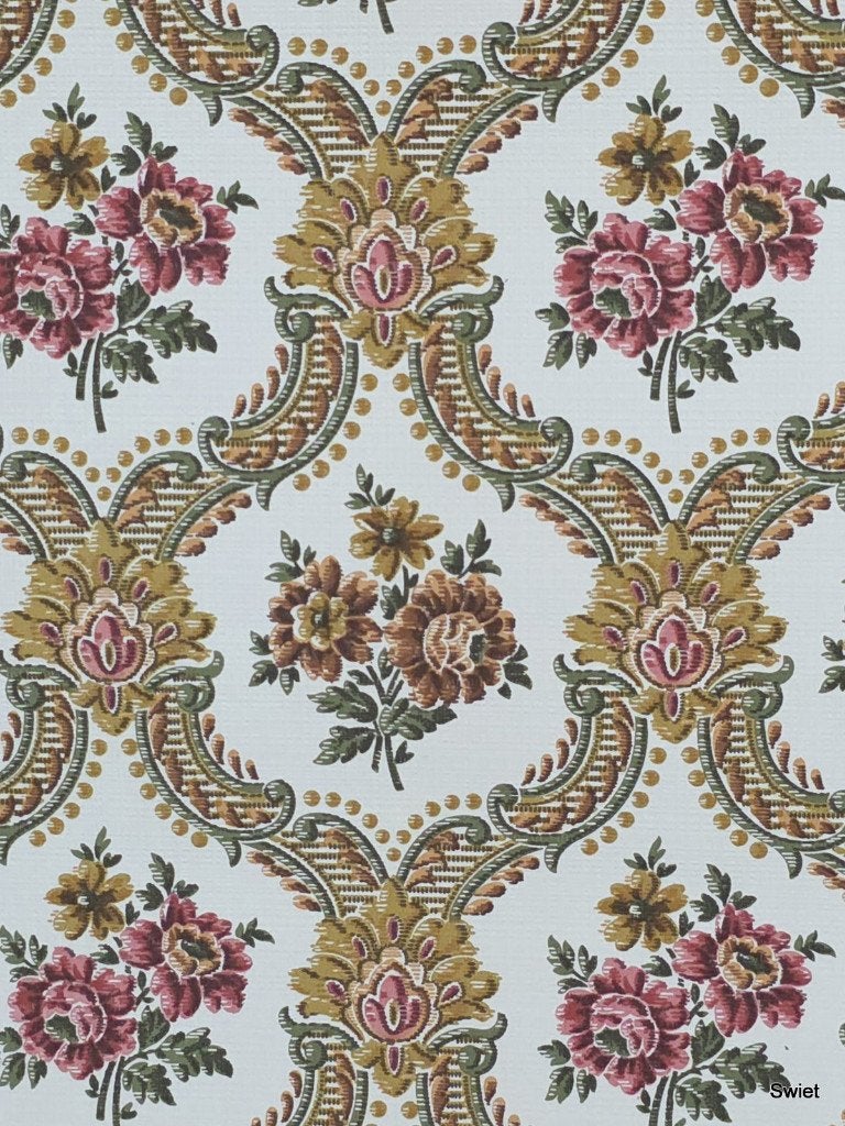 13365 Lief barok behang met kleine bloemboeketjes swiet, Ophalen of Verzenden, Wit