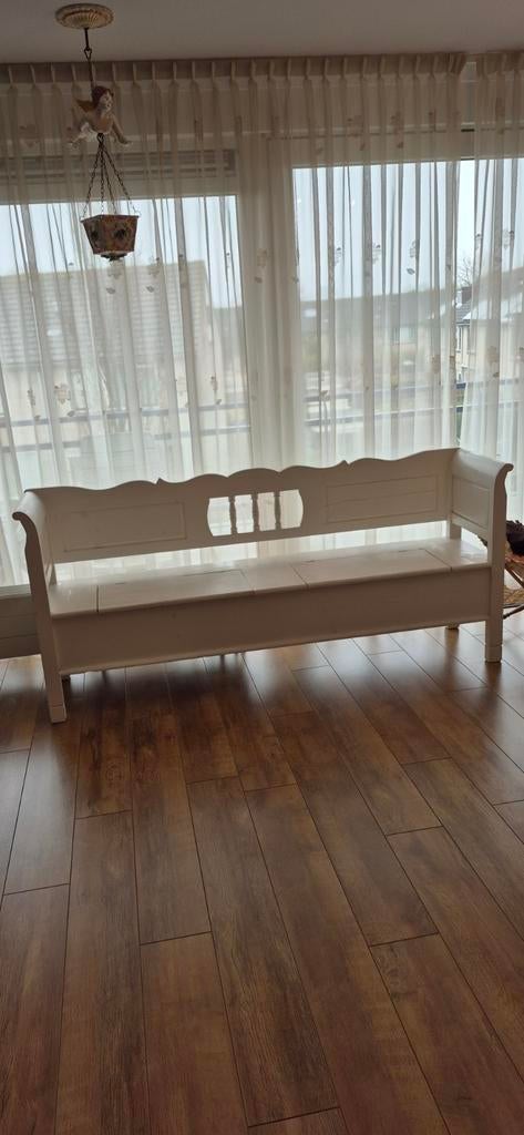 Brocante houten klepbank, Antiek en Kunst, Curiosa en Brocante, Ophalen