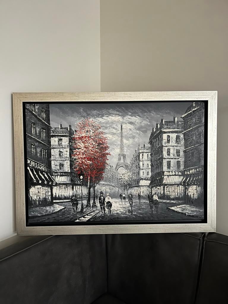 Canvas schilderij Eiffeltoren parijs, Ophalen of Verzenden, Zo goed als nieuw, 100 tot 125 cm, Schilderij