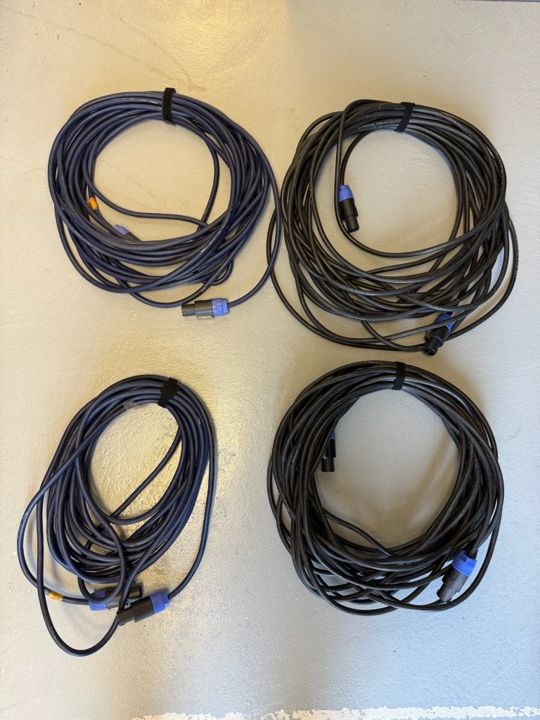 Set van 4 Speakon speakerkabels | 2x 10 meter + 2x 15 meter, ., Speaker of Versterker, Ophalen of Verzenden, Zo goed als nieuw