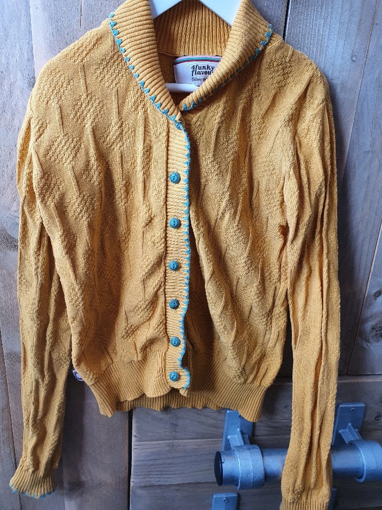 Mosterdgeel 4Funky Flavours vest maat 146, Gebruikt, Meisje, Trui of Vest, Ophalen of Verzenden