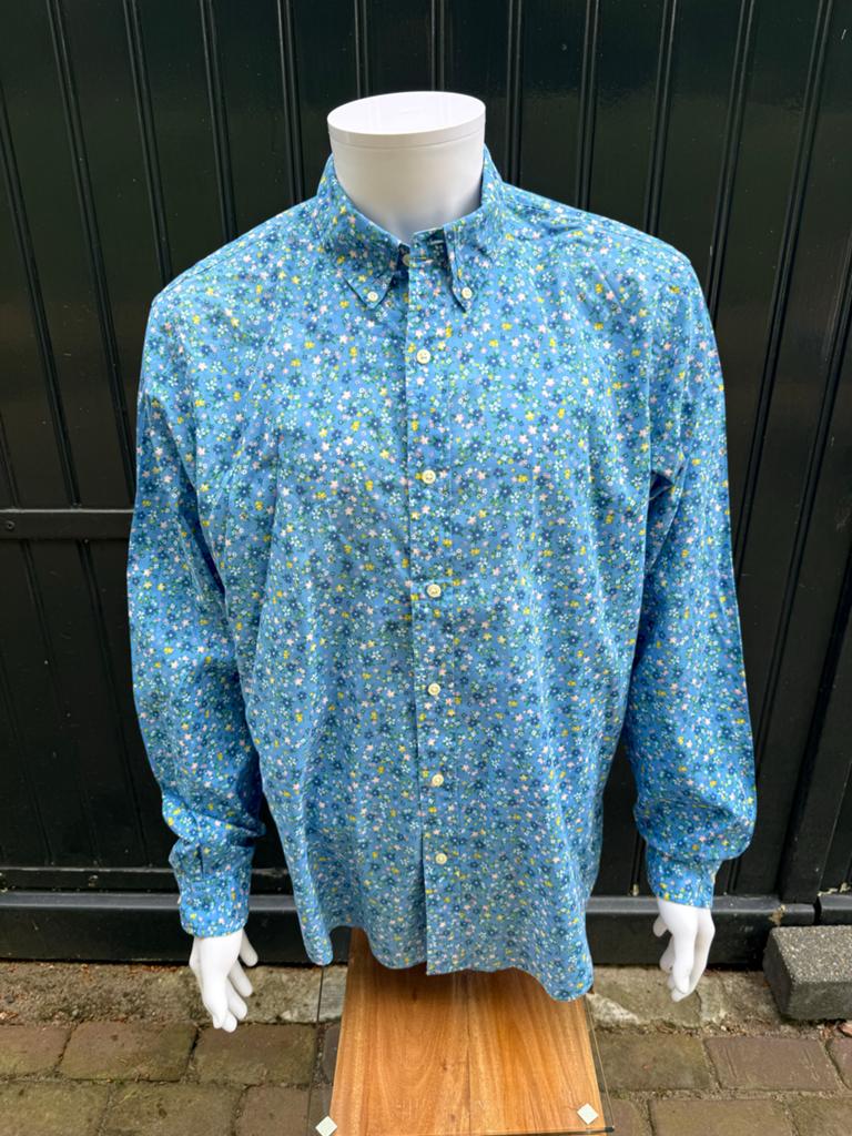 Ralph Lauren Bloemenprint Overhemd - Maat XL, Ophalen of Verzenden, Zo goed als nieuw, Blauw, Halswijdte 43/44 (XL)