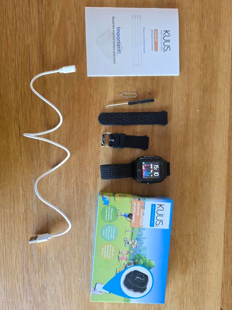 Kuus Horloge - Smartwatch voor Kinderen (Zwart), Sieraden, Tassen en Uiterlijk, Horloges | Kinderen, Ophalen of Verzenden, Zo goed als nieuw