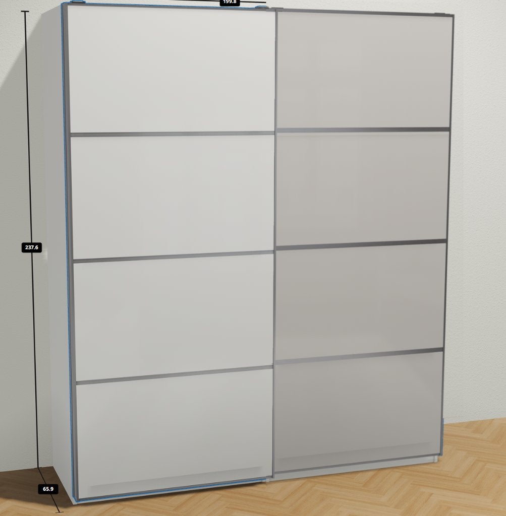 PAX schuifdeuren 200x236 wit/grijs hoogglans soft-open/close, Ophalen, Gebruikt, 200 cm of meer, 200 cm of meer