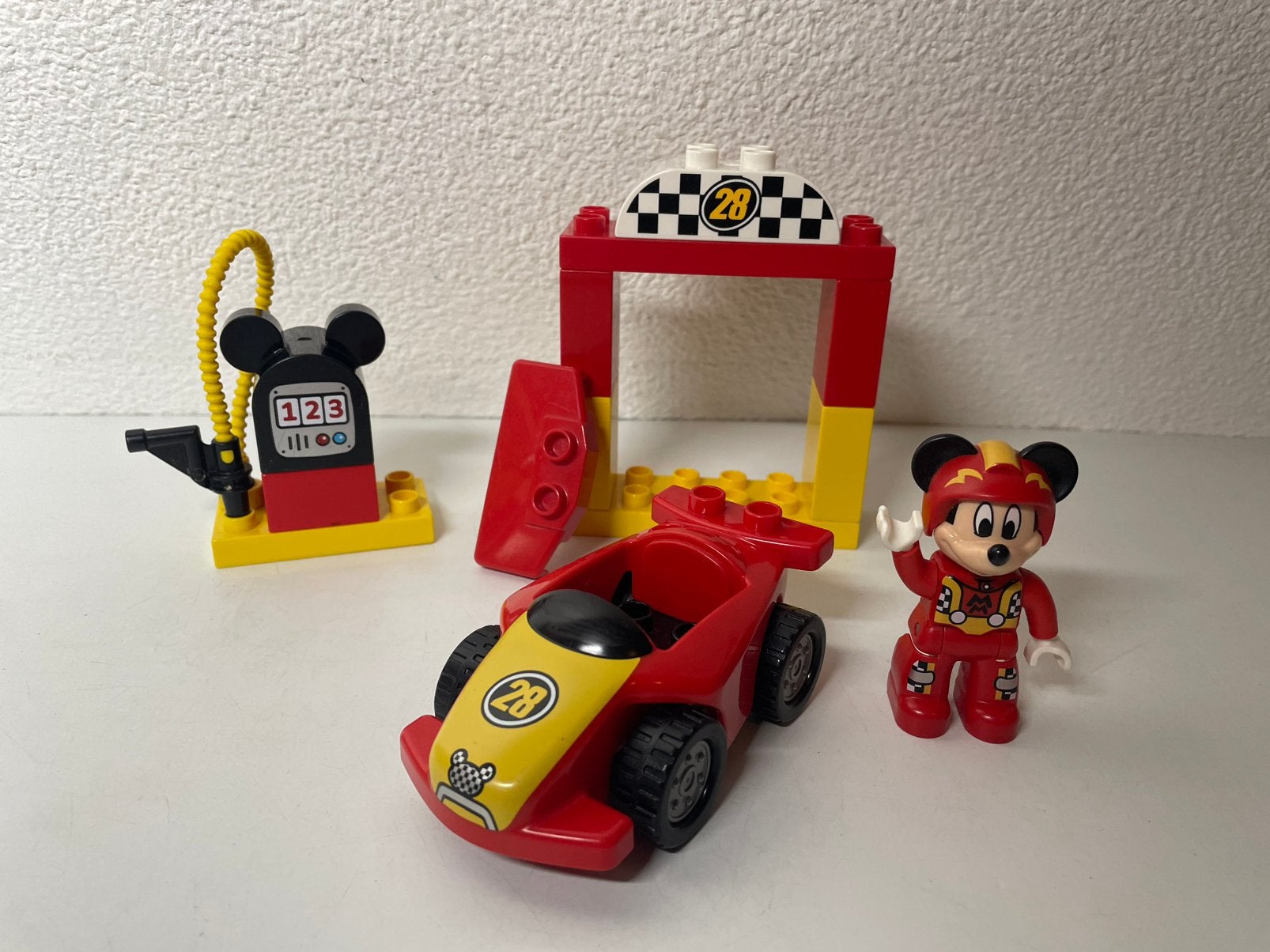 Duplo 10843 Mickey s Racewagen, Ophalen of Verzenden, Zo goed als nieuw, Compleet, Duplo