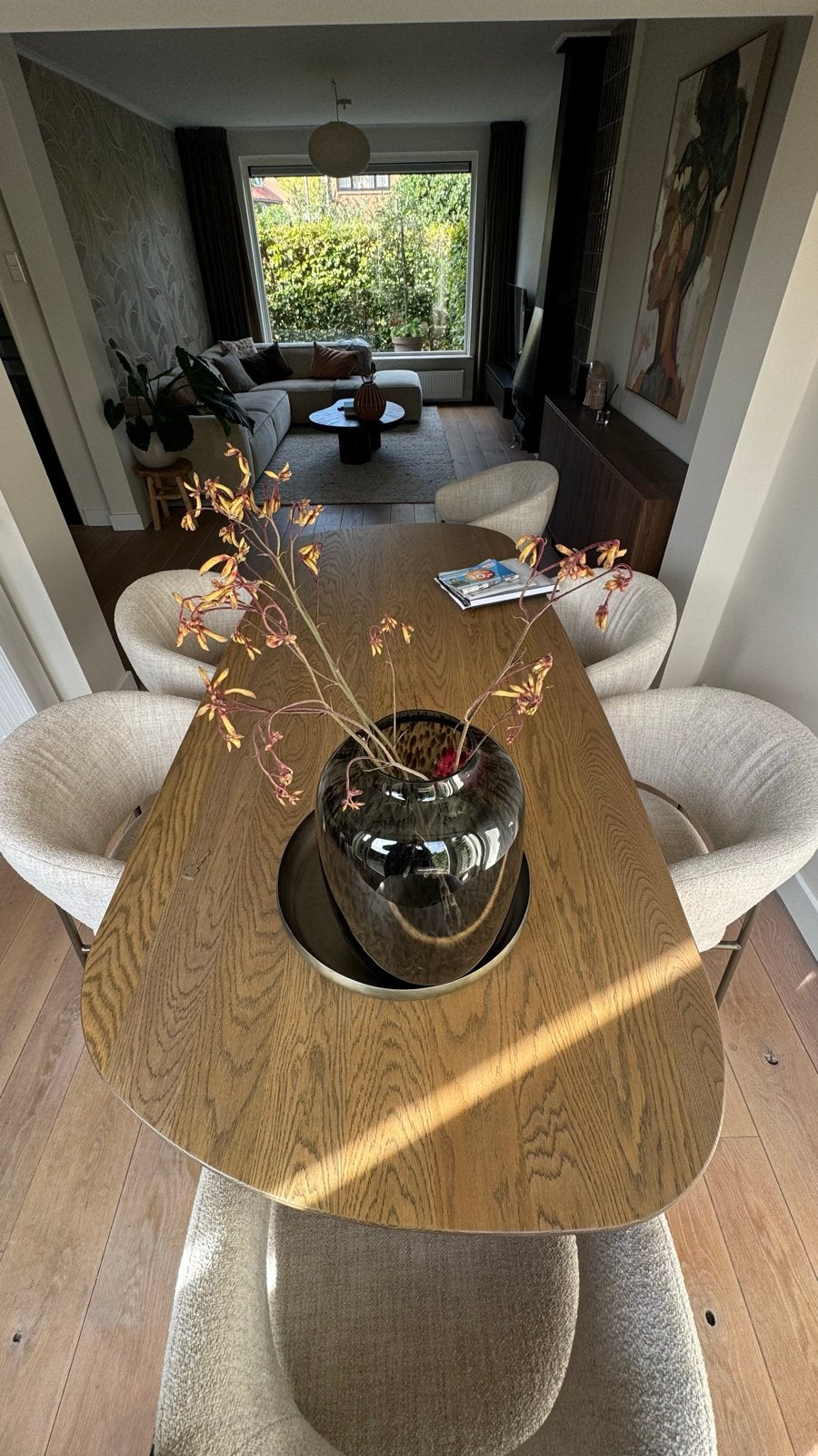 Japandi eettafel - ASN Nature and Living, 100 tot 150 cm, Eikenhout, Ophalen of Verzenden, Zo goed als nieuw