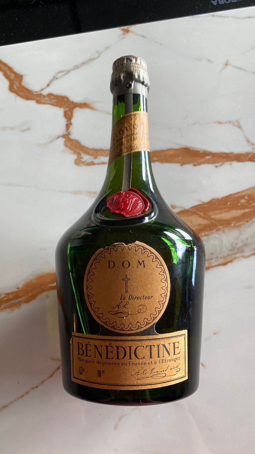 oude fles Dom Benedictine liquer 70 cl 43%. Zonder jaartal, Ophalen of Verzenden, Frankrijk, Champagne