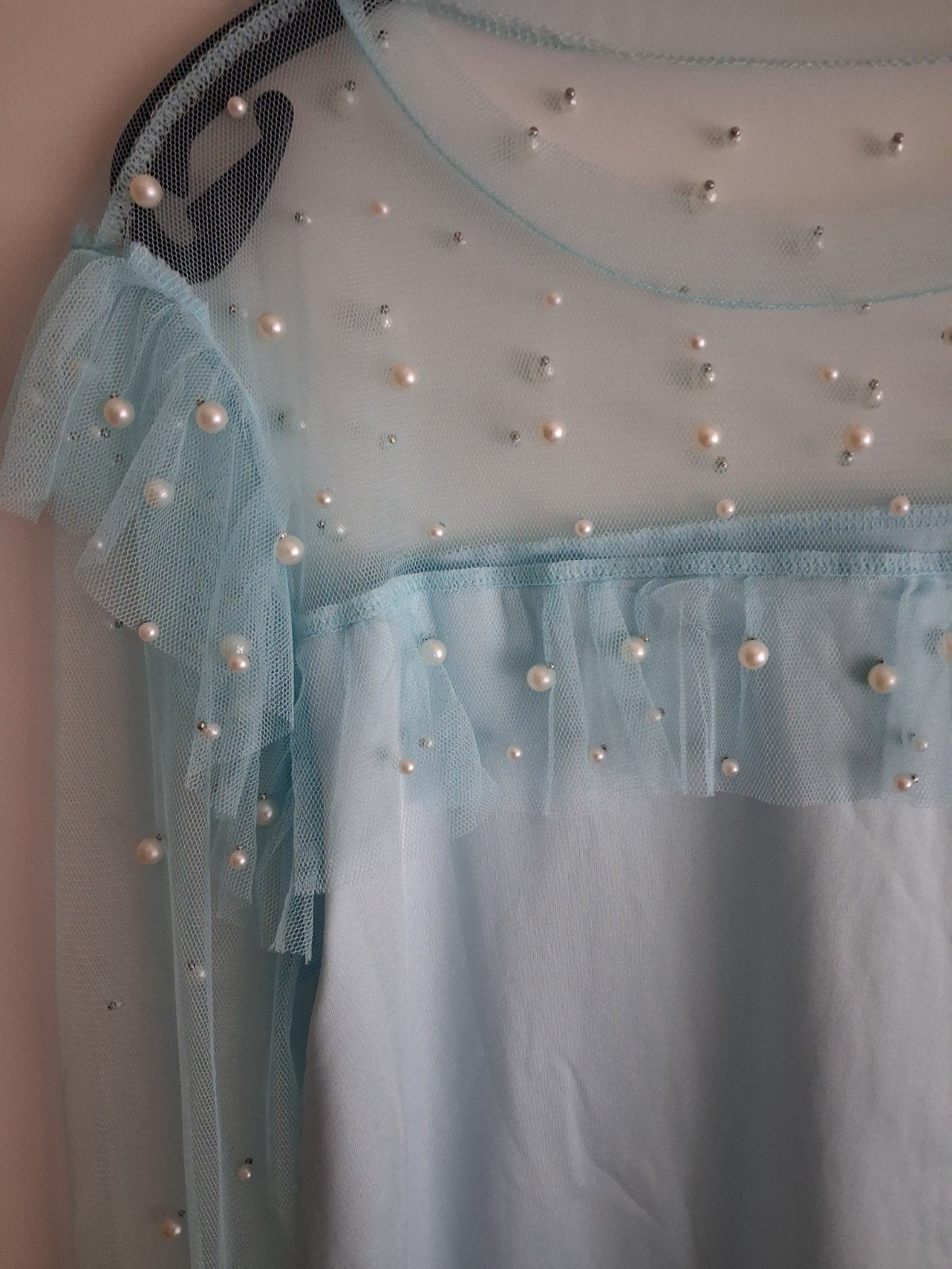 Chique l.blauw damesbloesje M, Ophalen of Verzenden, Zo goed als nieuw, Blauw, Overige typen