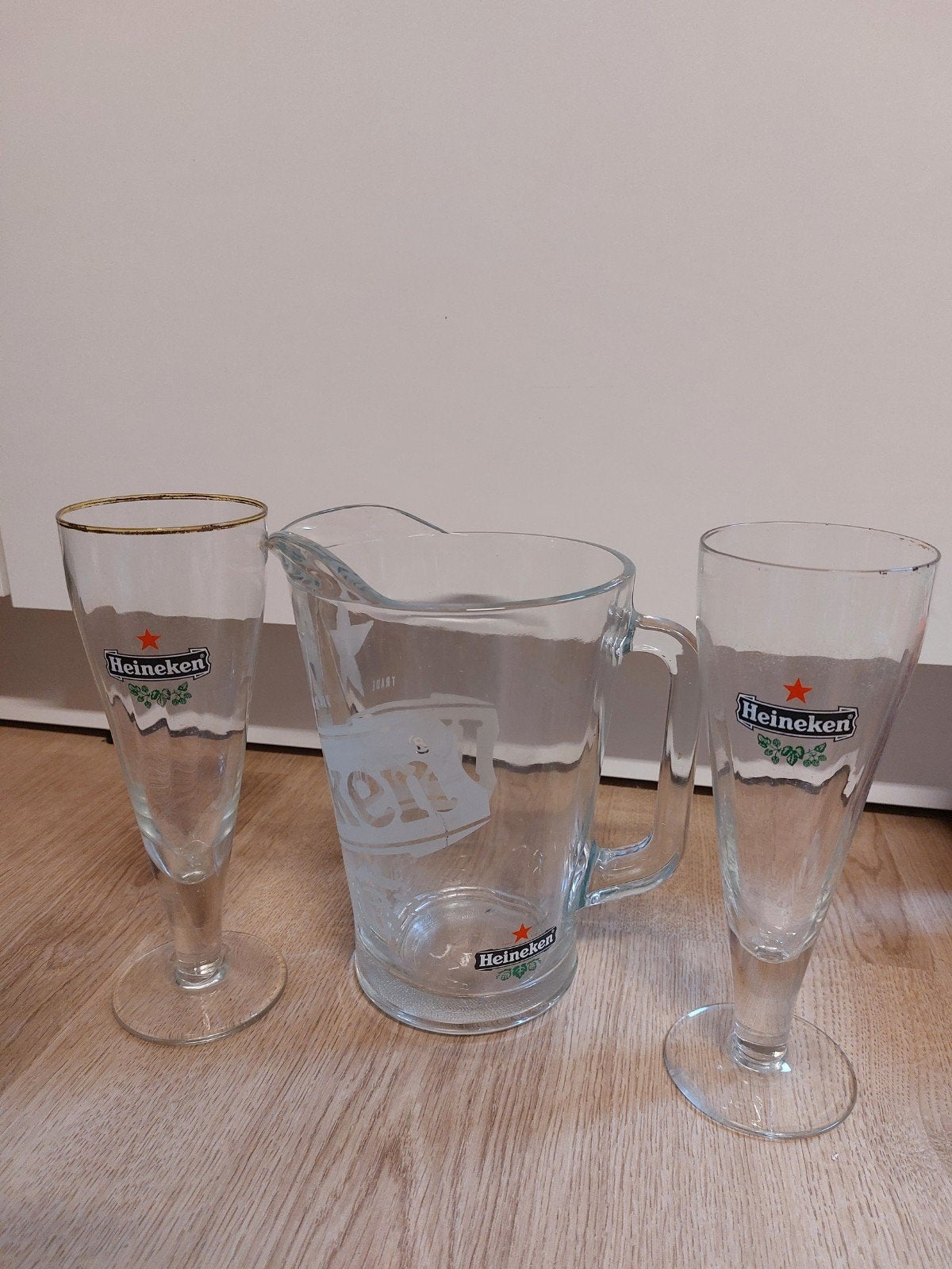 Heineken glazen pitcher met 2 glazen, Ophalen of Verzenden, Bierglas
