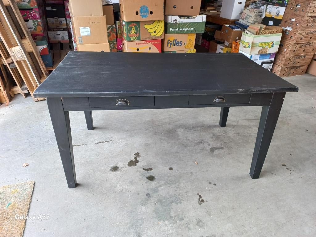 Zwarte tafel met lades. 150cm x 90cm, Ophalen, Gebruikt, 75 cm of meer, Modern