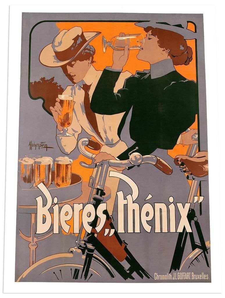 Bieres Phenix Hohenstein Vlaams Art Nouveau Fiets Affiche, Verzenden