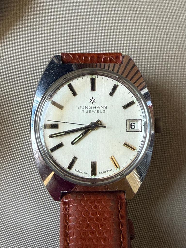 Junghans Vintage Mechanisch heren Horloge 34 mm, Overige merken, Staal, Met bandje, Polshorloge