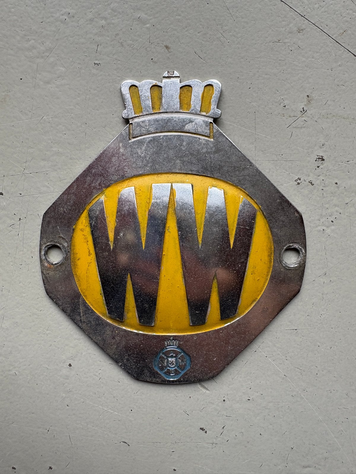 Vintage ANWB Wegenwacht plaat embleem voor op auto, Ophalen of Verzenden, Gebruikt