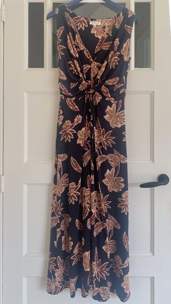 Lange maxi jurk Zwart met print  Surkana maat S, Zwart, Nieuw, Ophalen of Verzenden, Maat 36 (S)