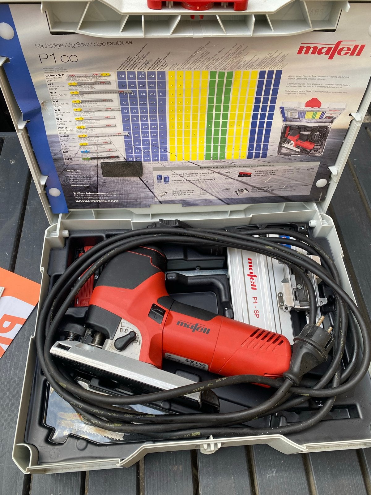 Mafell P1 cc Decoupeerzaag in T-MAX koffer - Zo goed als nie, Gebruikt, 600 tot 1200 watt, Ophalen of Verzenden, Decoupeerzaag