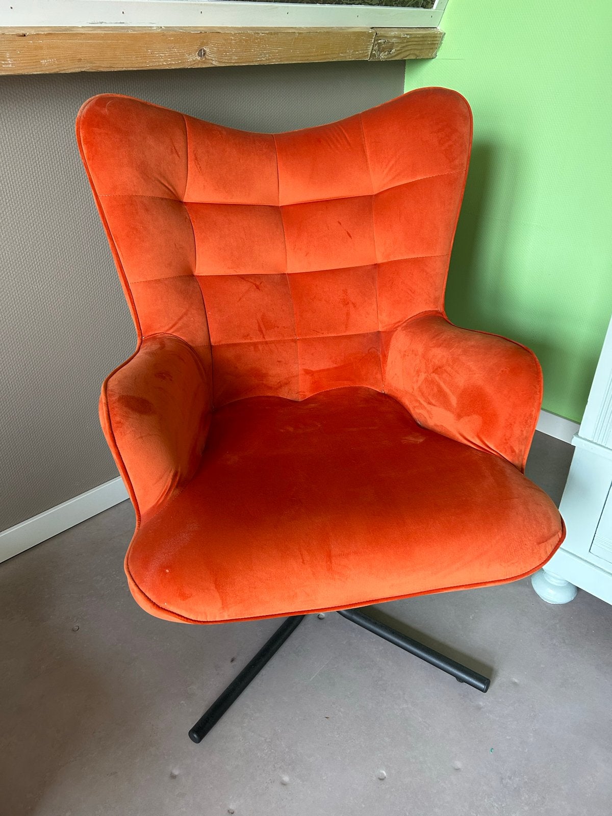Kare Design Draaifauteuil Oscar Velvet Oranje, Huis en Inrichting, Fauteuils, Ophalen, Zo goed als nieuw, Stof, 75 tot 100 cm
