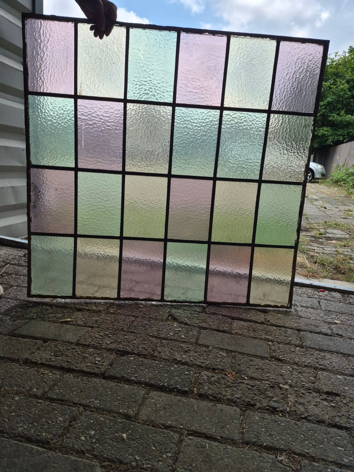 Uniek Glas in Lood Raam - Vintage Stijl, Doe-het-zelf en Verbouw, Glas en Ramen, Ophalen, Gevelraam of Ruit, Gebruikt, Glas in lood