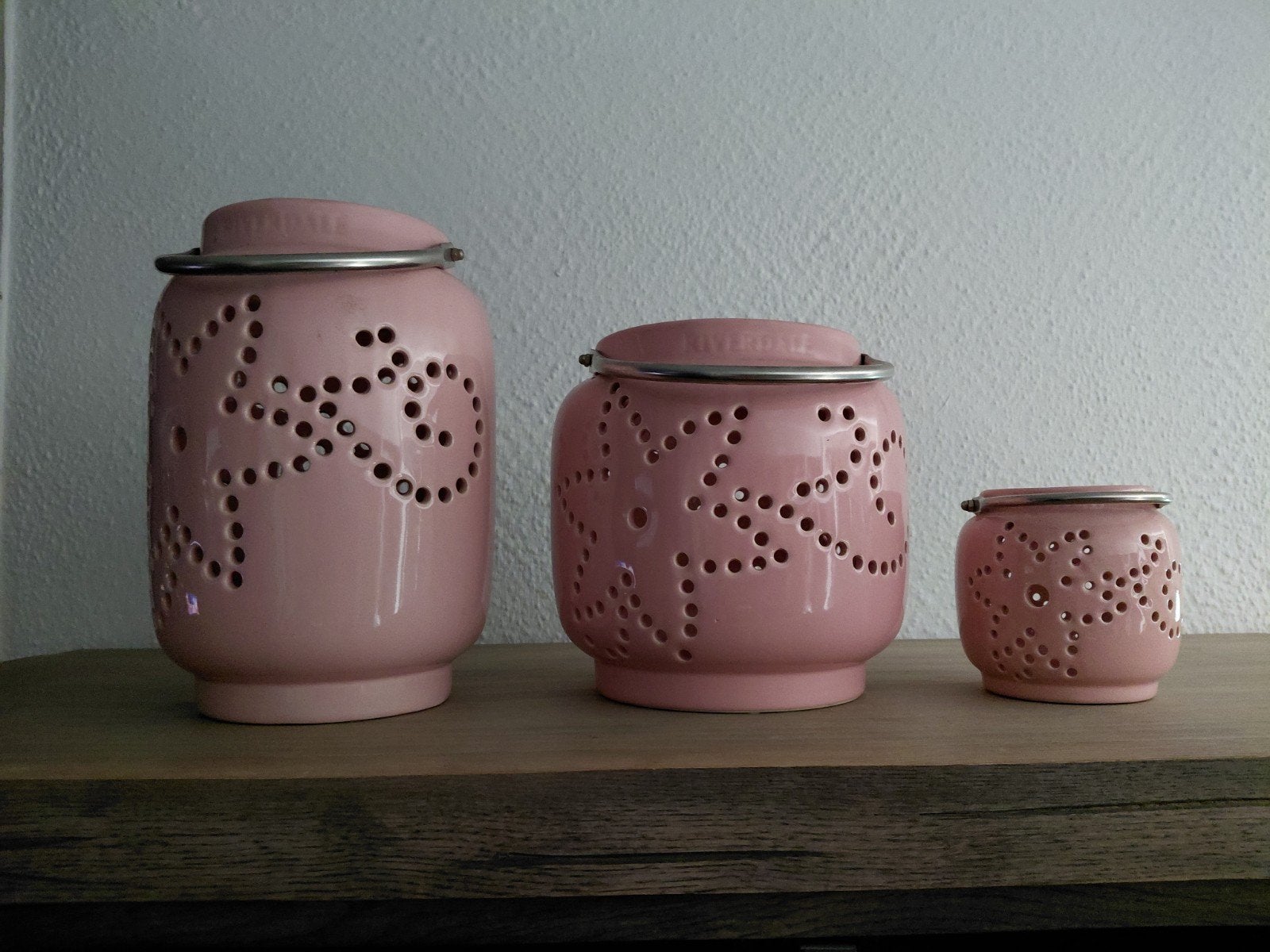 Riverdale windlichten set van 3 - roze, Gebruikt, Ophalen of Verzenden, Roze, Steen/keramiek