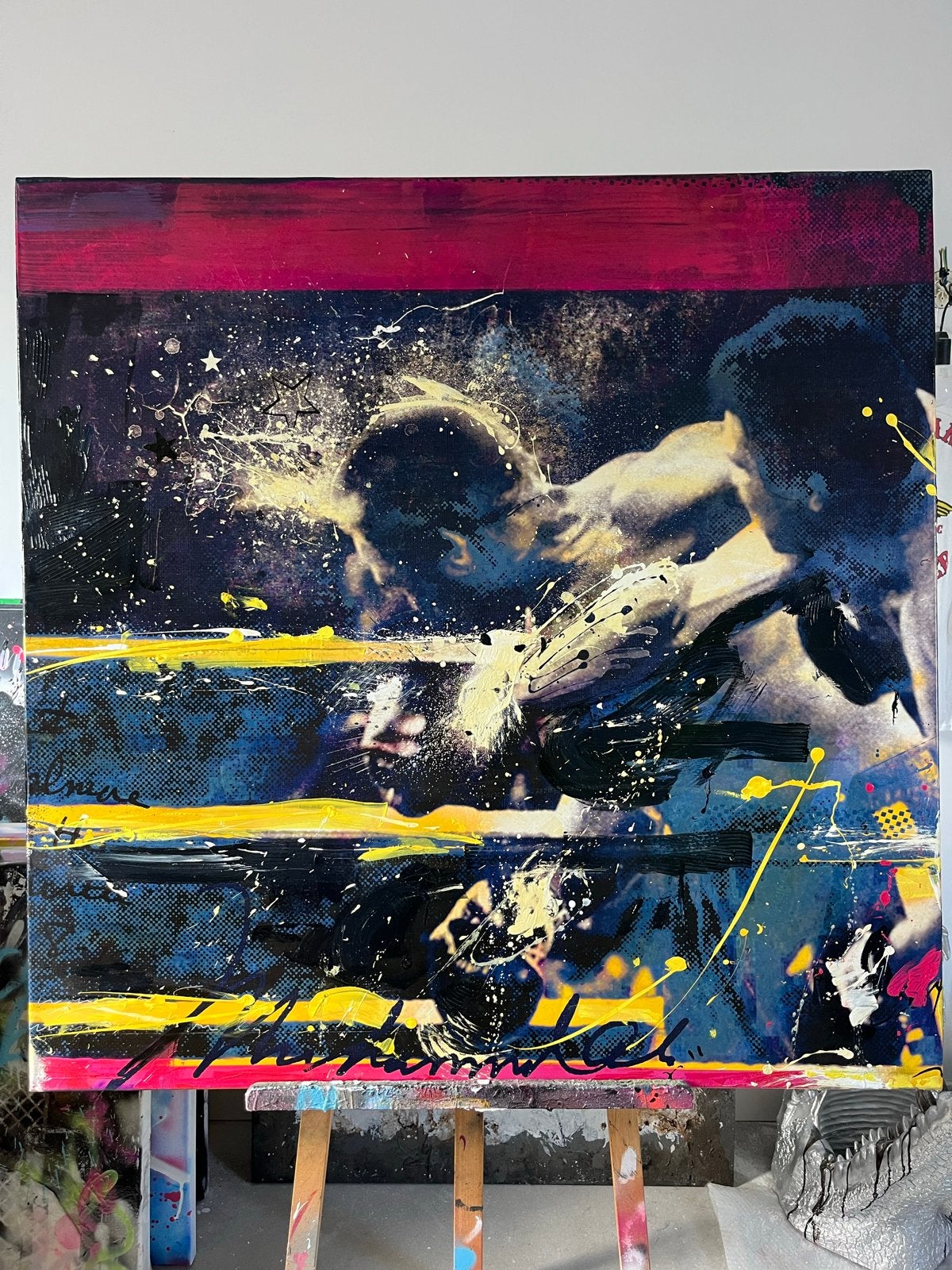 K.O. Muhammad Ali - Uniek kunstwerk op doek, Ophalen of Verzenden