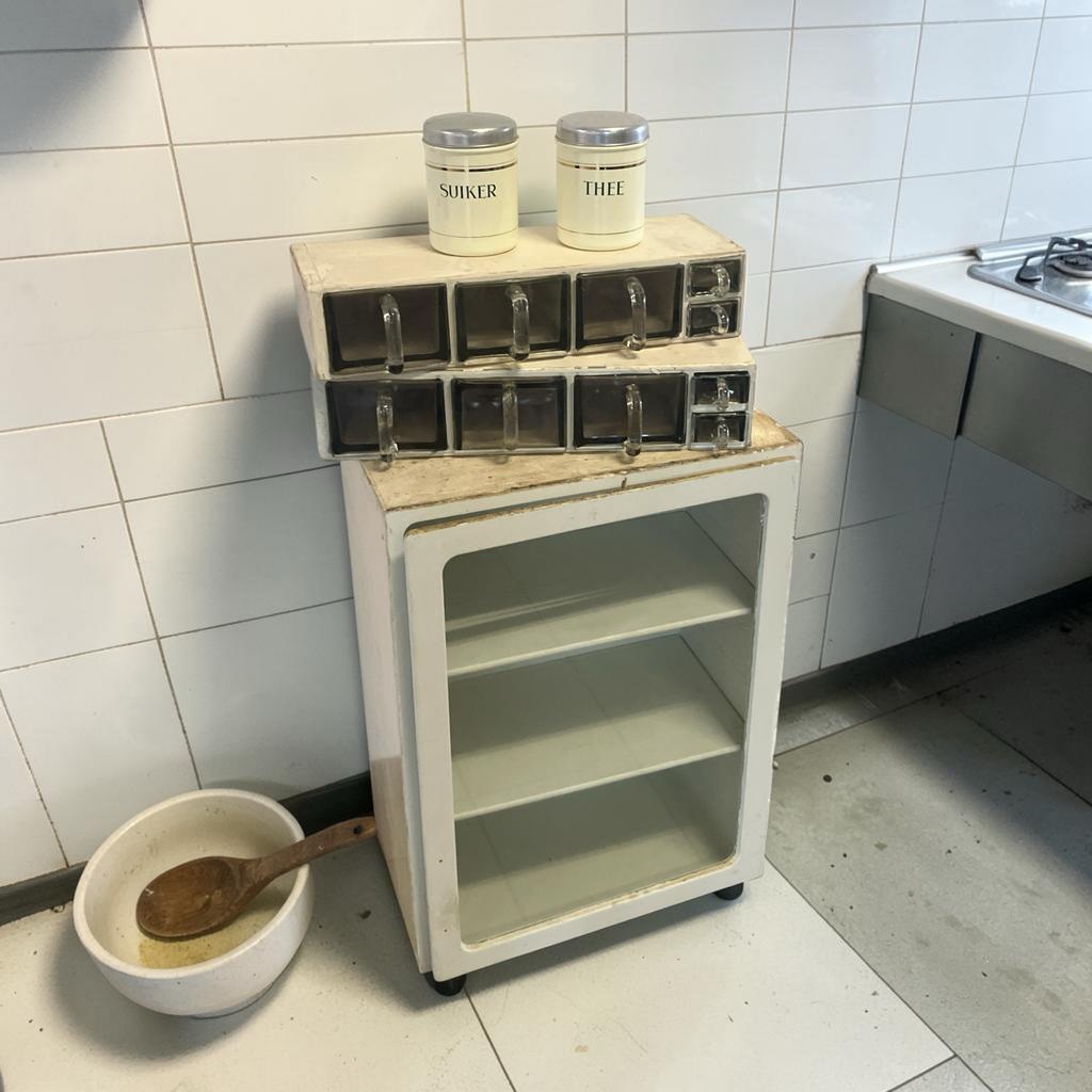 Piet Zwart Bruynzeel Grutterskastjes & Glazen Opbergkast, Ophalen of Verzenden