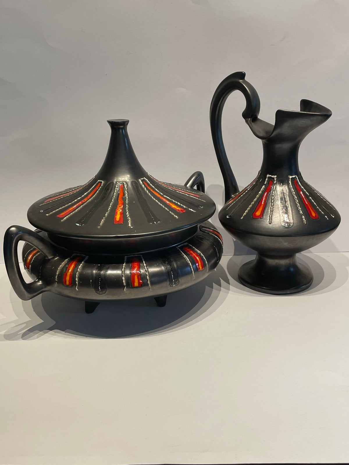Vintage Sgraffito set jaren 50/60 Italië Mid-Century Modern, Antiek en Kunst, Ophalen of Verzenden