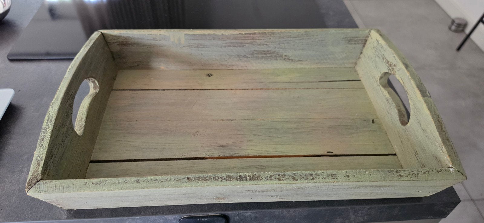Houten Dienblad met Handvatten - Vintage Look, Huis en Inrichting, Woonaccessoires | Dienbladen, Gebruikt, Ophalen of Verzenden