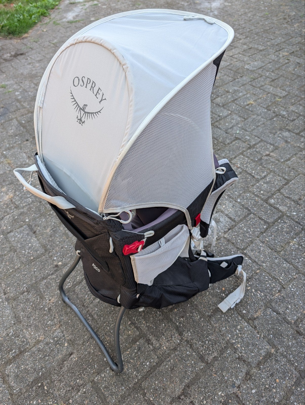 Osprey Poco Rug drager met regenhoes en zonnescherm, Kinderen en Baby's, Babydragers en Draagdoeken, Ophalen, Zo goed als nieuw