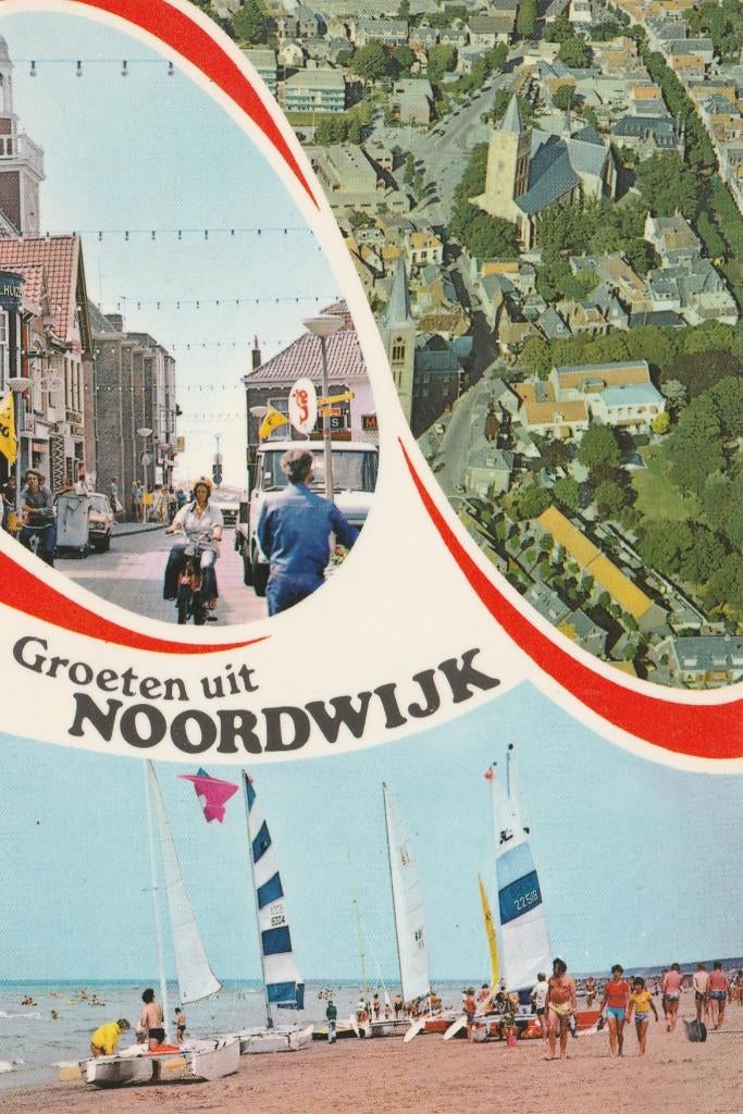 NOORDWIJK Hoofdstraat Strand Luchtfoto Groeten, Verzenden, 1980 tot heden, Gelopen, Zuid-Holland