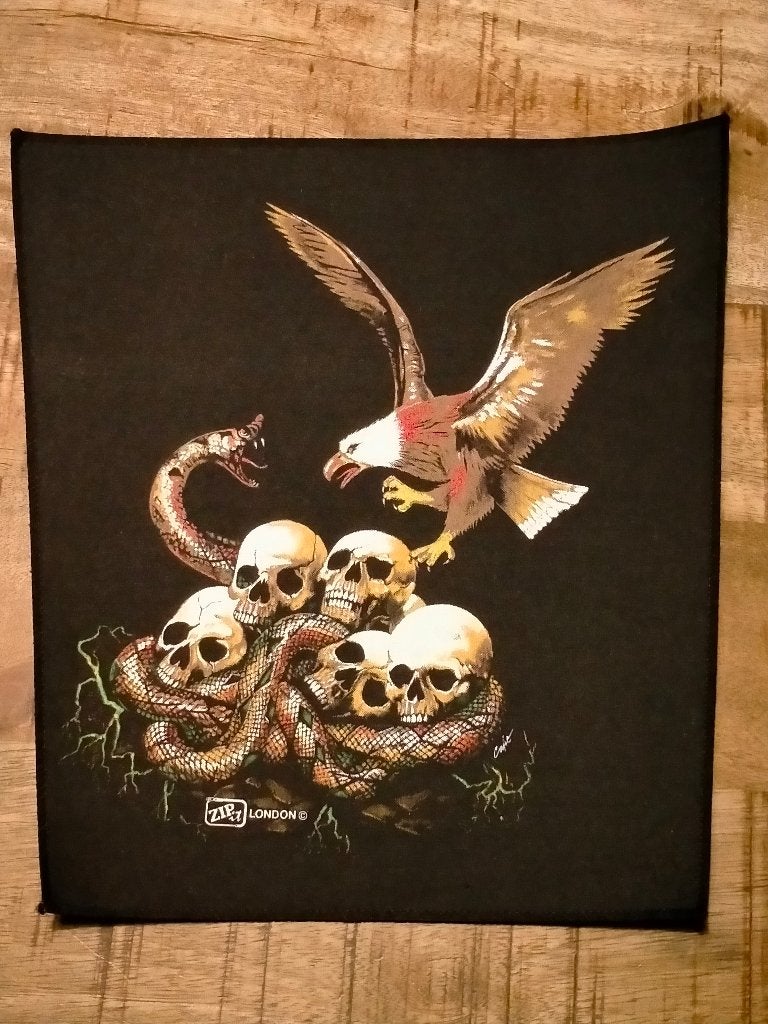 Skull Snake Eagle Adelaar vintage Gothic backpatch embleem, Ophalen of Verzenden, Zo goed als nieuw