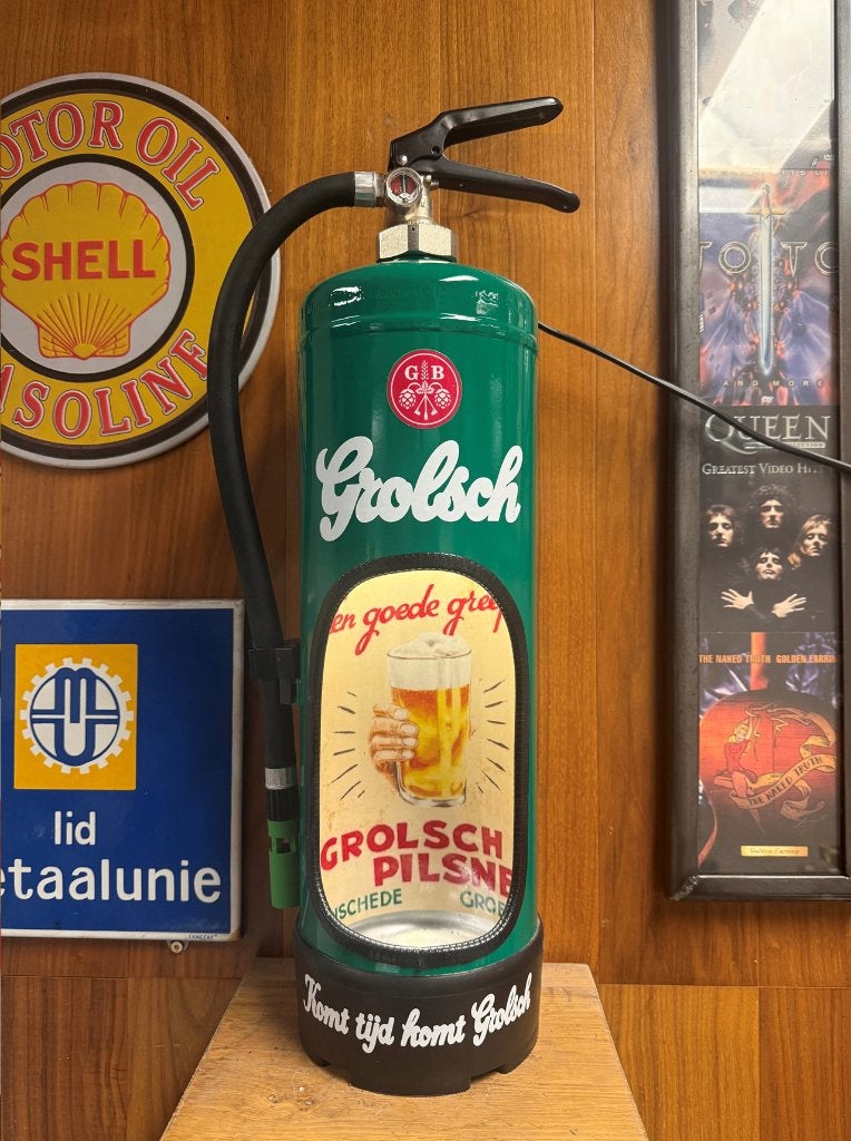 Grolsch decoratieve brandblusser lamp, mancave, Ophalen of Verzenden, Nieuw, E14 (klein), Led-lamp