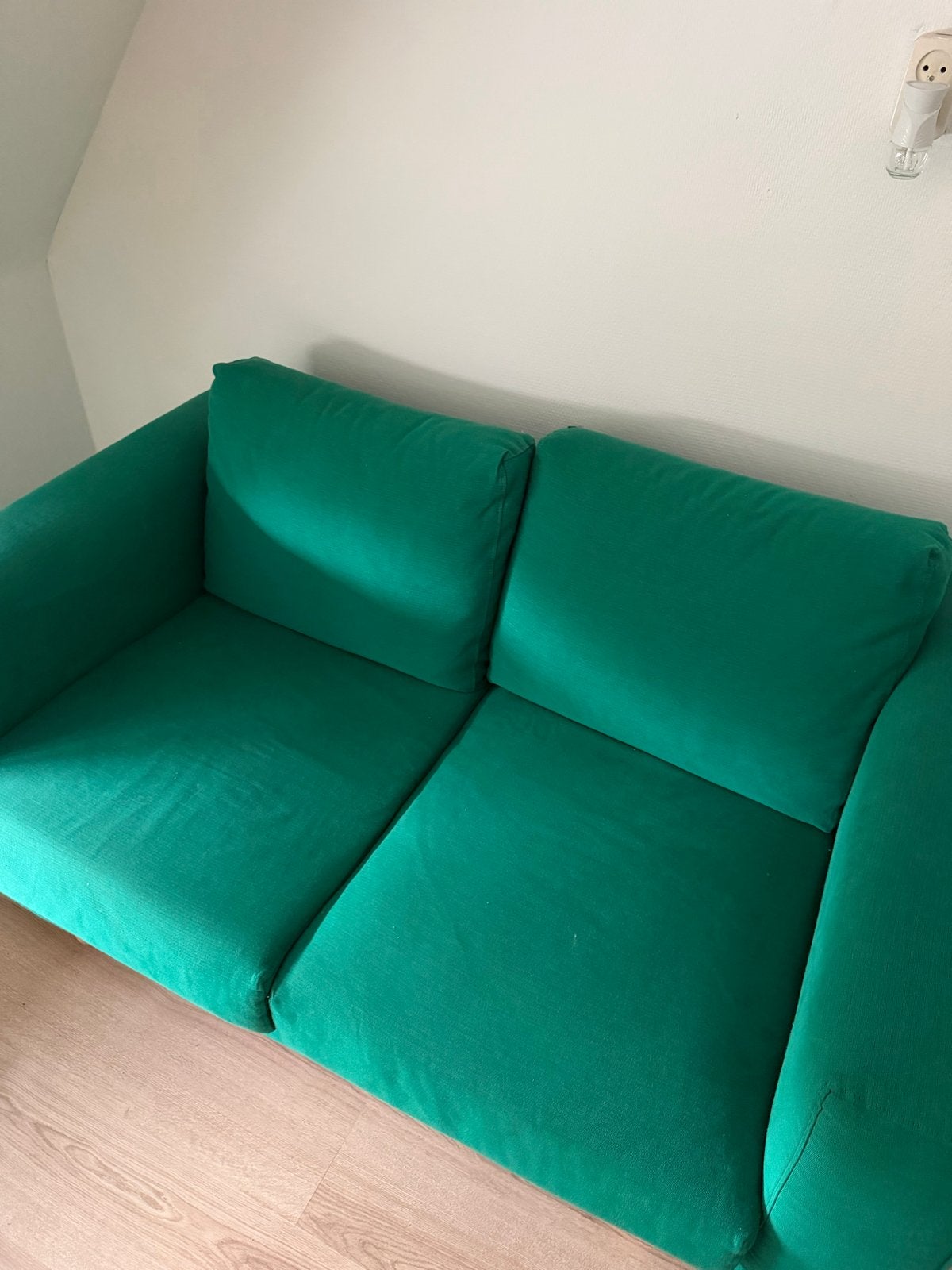 Blauw/groen 2-zits IKEA bankje, Huis en Inrichting, Ophalen, Gebruikt, Tweepersoons, 75 tot 100 cm