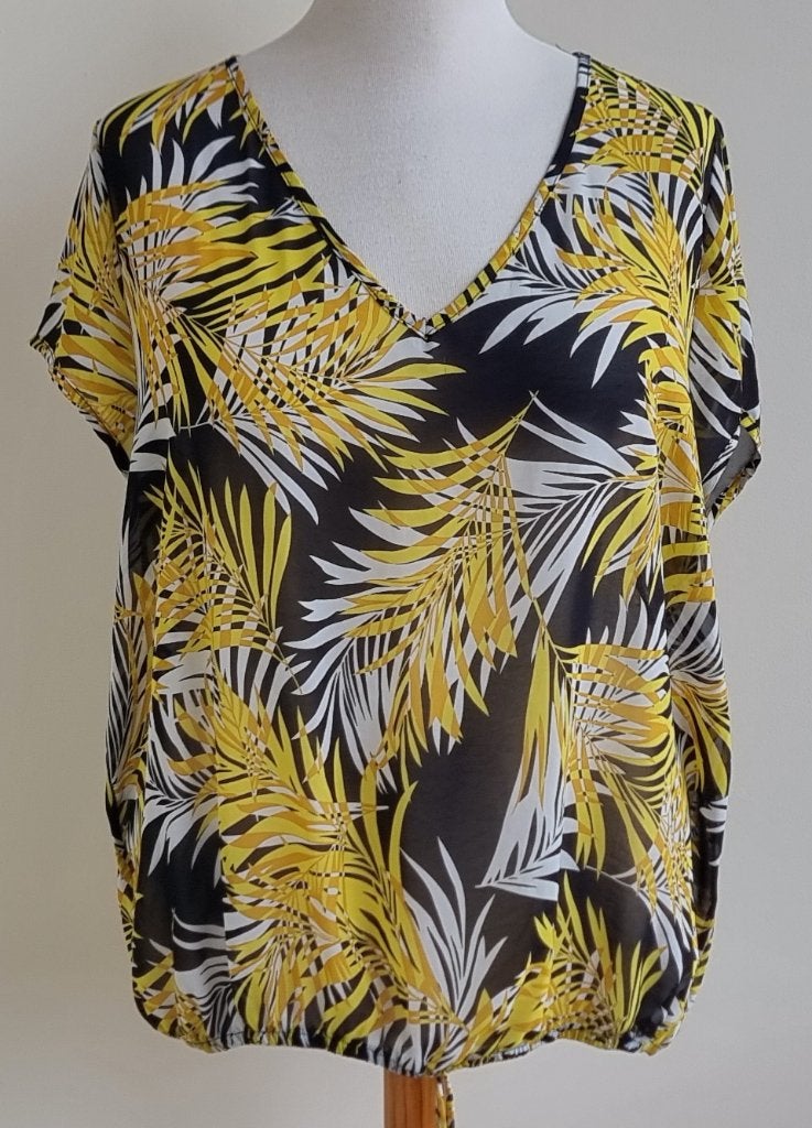 Norah zwart/gele blouse mt. 46, Zwart, Maat 46/48 (XL) of groter, Ophalen of Verzenden, Zo goed als nieuw