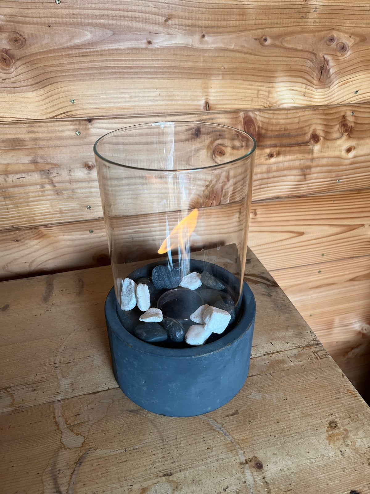 Sfeervolle Bio-Ethanol lantaarn met Decoratieve Stenen, Ophalen, Modern, Steen/keramiek, Gebruikt