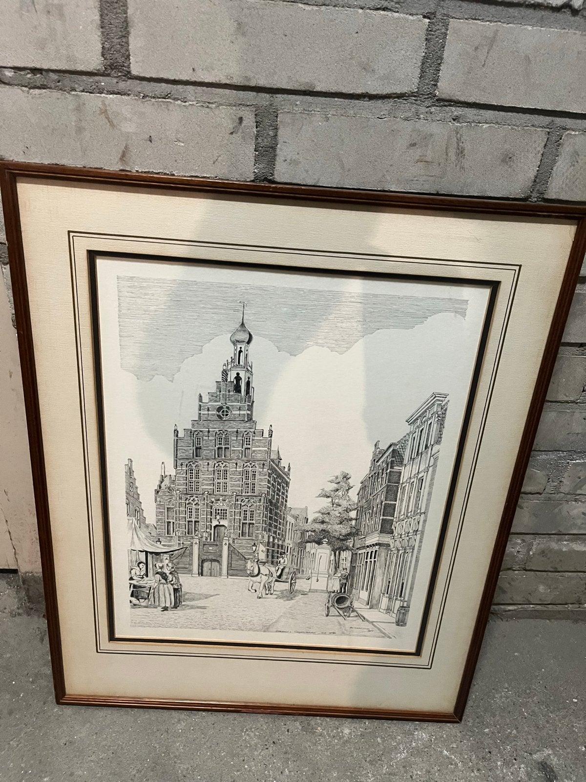 Pentekening van Culemborg, Ophalen, Tekening, Pentekening, Ingelijst