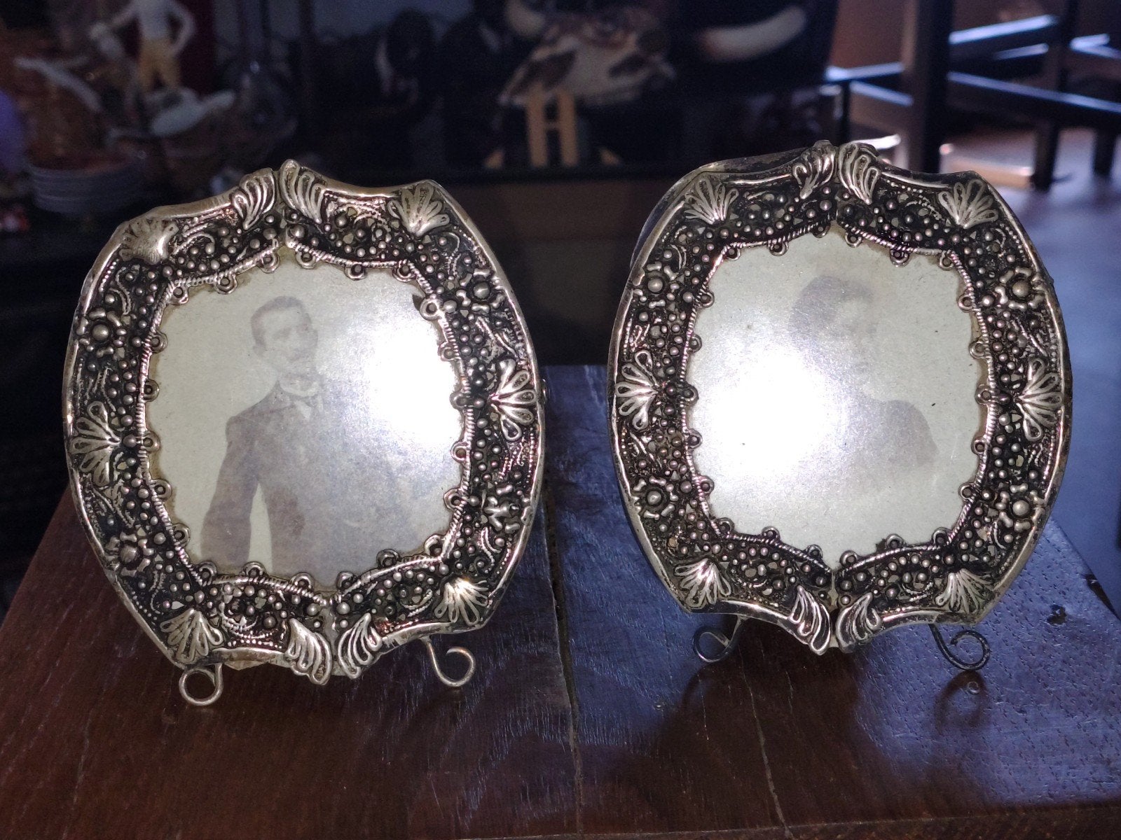 Antieke Italiaanse Fotolijstjes (Zilver/Messing) – ca. 19, Huis en Inrichting, Woonaccessoires | Lijsten, Gebruikt, Ophalen of Verzenden