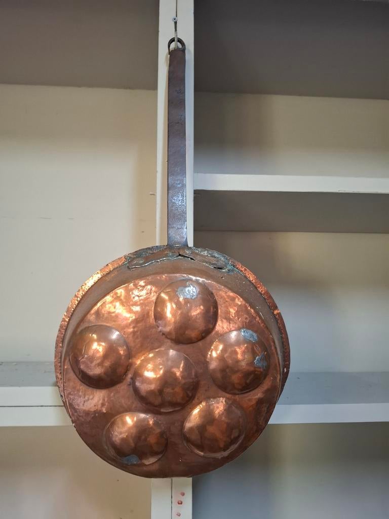 Antieke Koperen Poffertjespan met Lange Steel, Antiek en Kunst, Ophalen of Verzenden