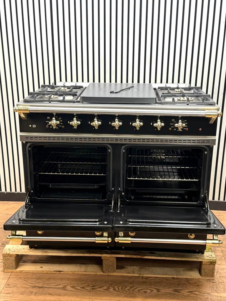 Luxe Lacanche met coupe de feu zwart/messing 2 ovens 100 cm, Fornello Esperta, Ophalen of Verzenden, Zo goed als nieuw, Gas