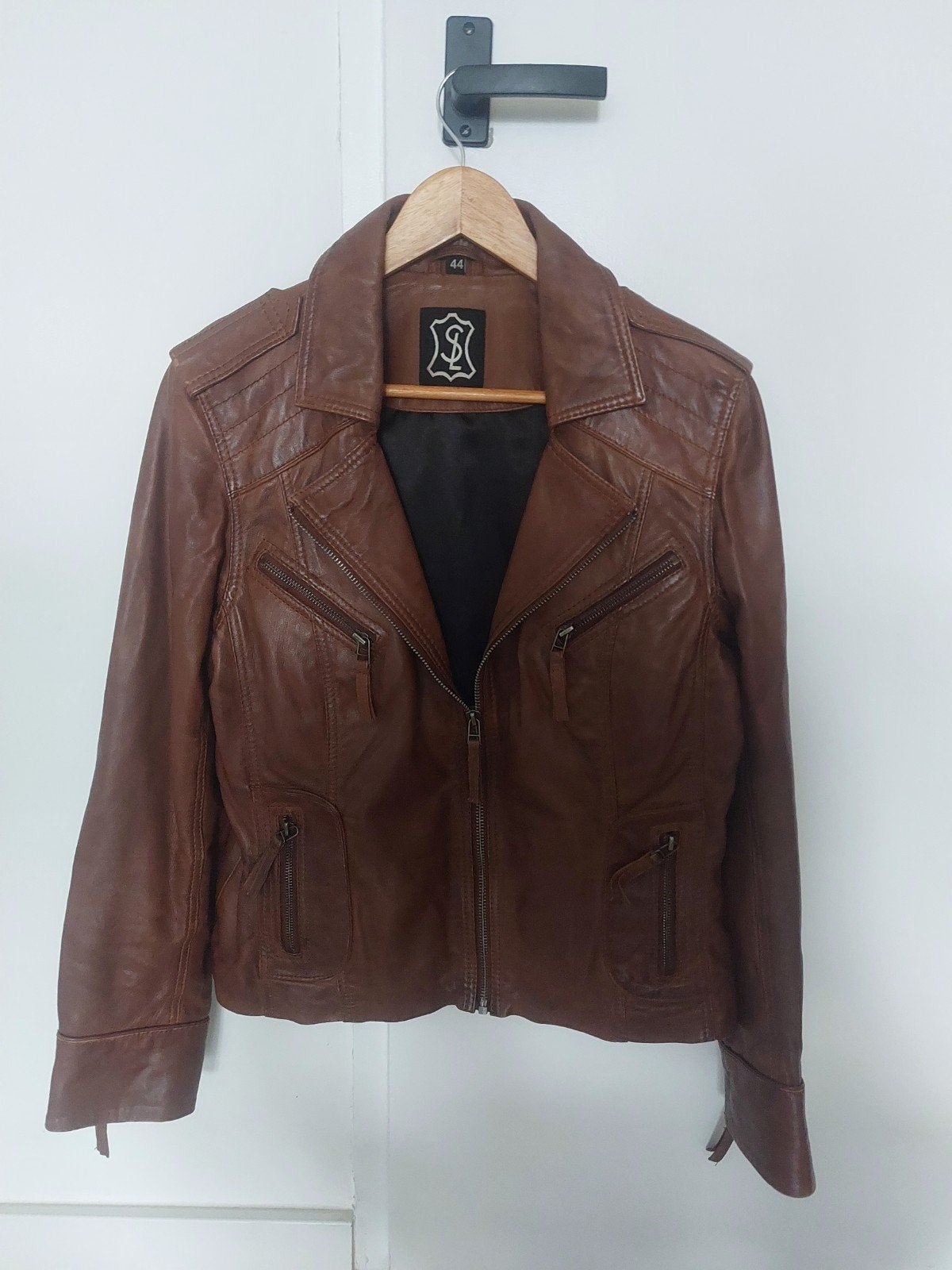 Stijlvol bruin leren dames jack jas- Maat 44 maat L, Kleding | Dames, Bruin, Maat 42/44 (L), Ophalen of Verzenden, Onbekend