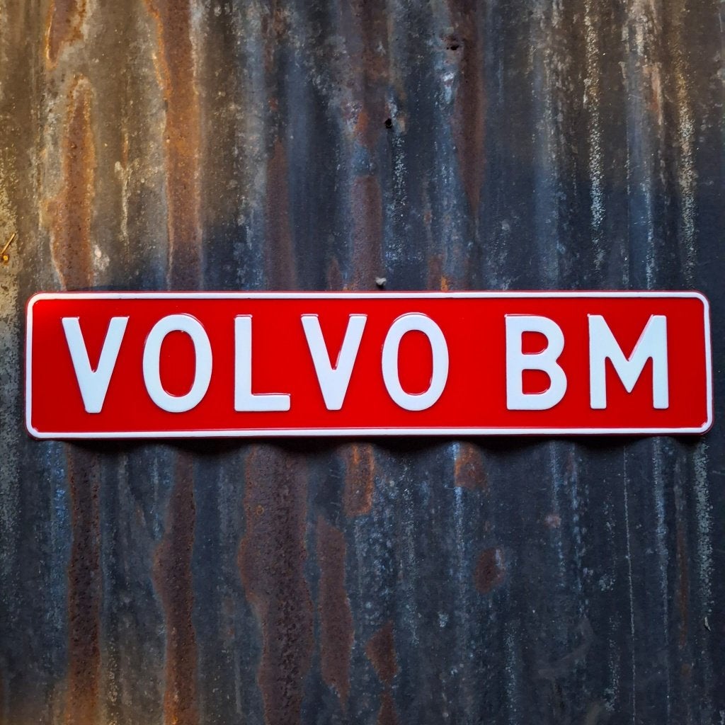 Volvo BM - Metalen nummerplaat, Metaal, Rood, Vintage, Ophalen of Verzenden